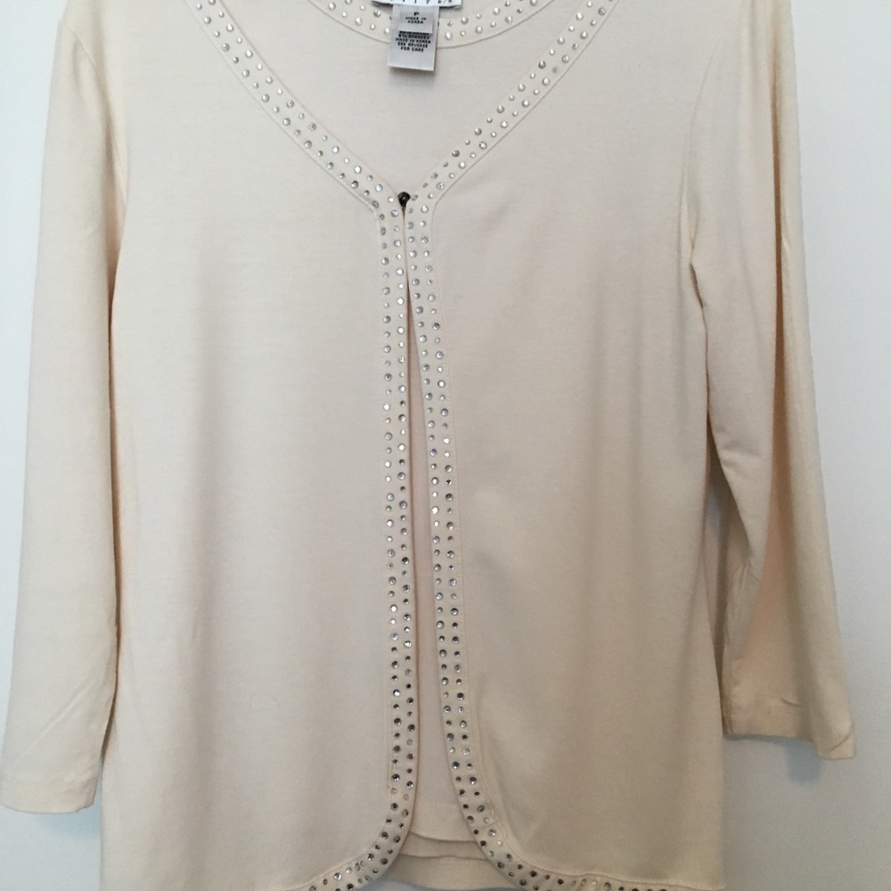 Talbots Cream and Silver Sweater Set - Size P